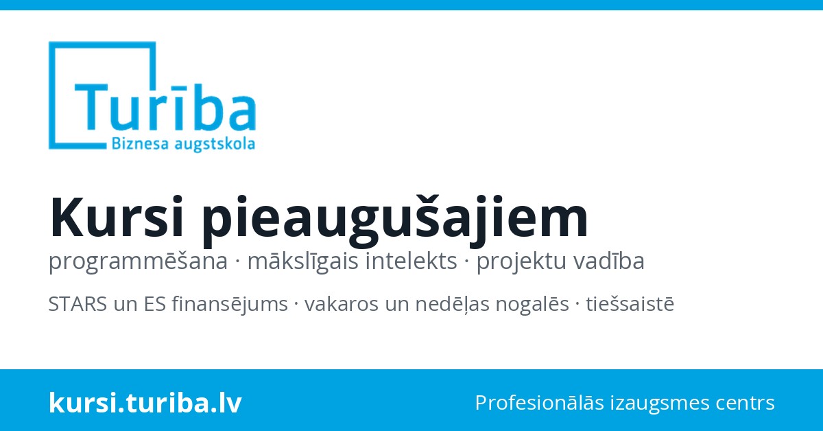 Kursi pieaugušajiem — Biznesa augstskola Turība, Profesionālās izaugsmes centrs